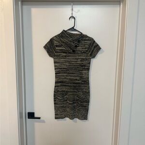 Michael F.  Black and Tan Knit Sweater Dress